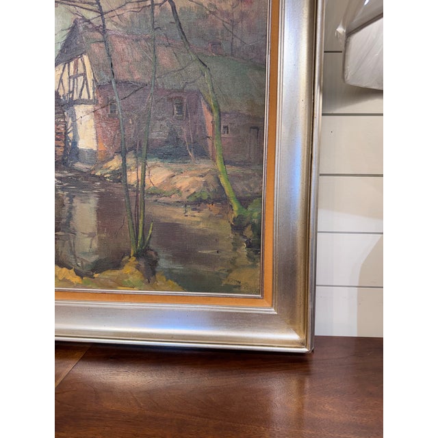 Textile 20th Century Watermill Oil Painting For Sale - Image 7 of 10