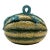Vintage Italian Majolica Melon Tureen With Lid Hand Painted Ceramic Serving Bowl with Turquoise Vine & Leaf Detail For Sale