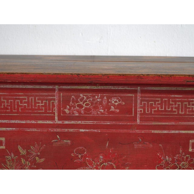 Red Antique Chinese Qing Dynasty Painted Dongbei Chest For Sale - Image 8 of 9