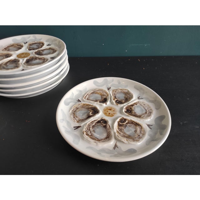 Vintage French Oyster Plate in Faience, Saint Amand, 1970s For Sale - Image 4 of 8
