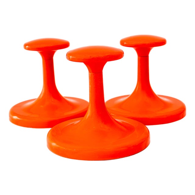 Orange Plastic Hooks, 1970s, Set of 3 For Sale