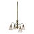 Victorian Brass Chandelier With Floral Ball & Bellflower Glass Shades For Sale
