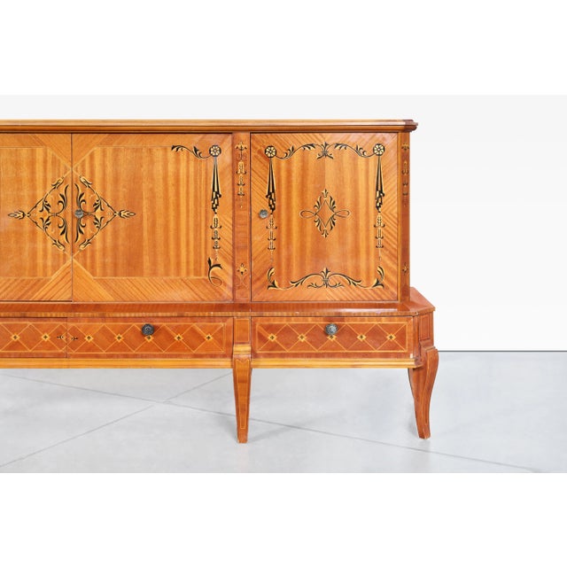 Art Deco Sideboard With Intricate Wood Inlay, Romania, 1940s For Sale - Image 10 of 12