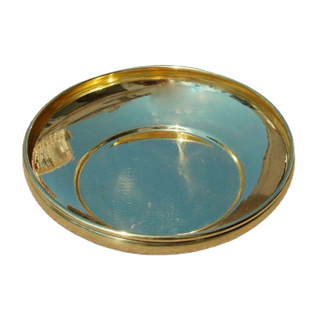 Italian Gold Embossed Brass Bowl, 1950s For Sale