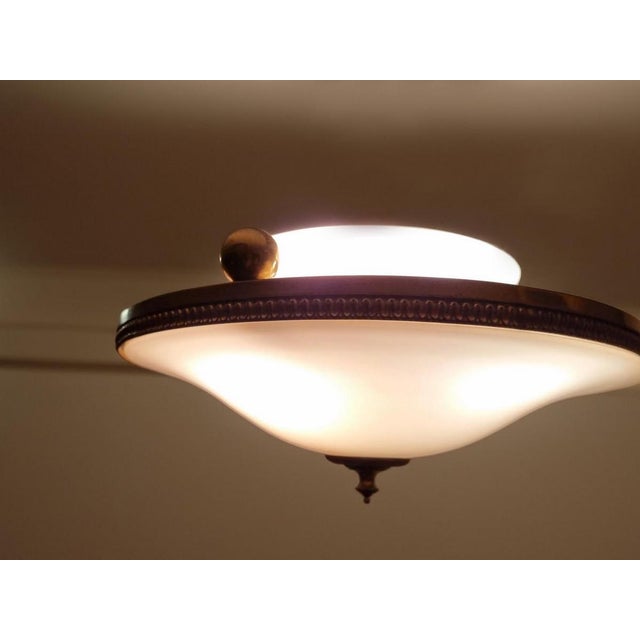 Neoclassical Empire Plafonniere Ceiling Lamp in Opaline Glass and Gilt Brass, 1940s For Sale - Image 13 of 15