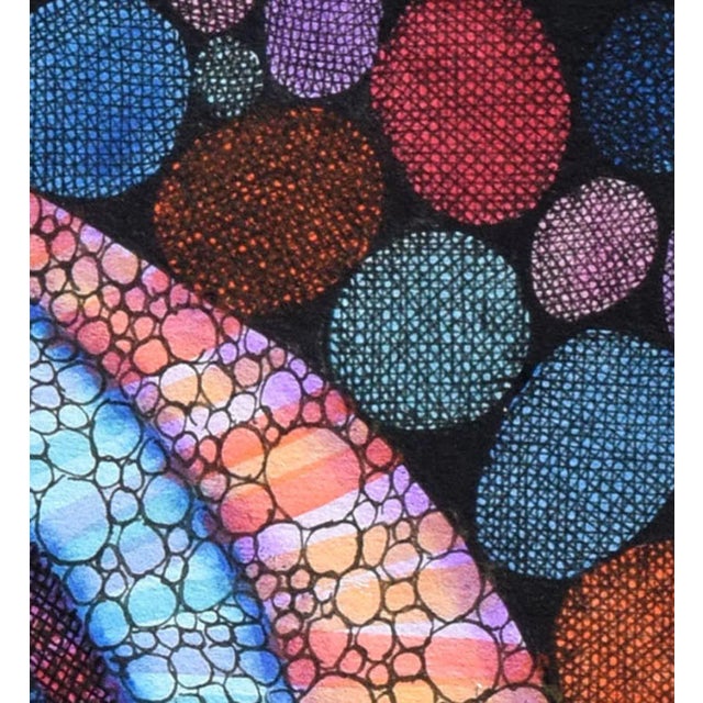 Highly detailed pointillist watercolor and ink drawing featuring dynamic form and color in motion by Ben Black (American,...