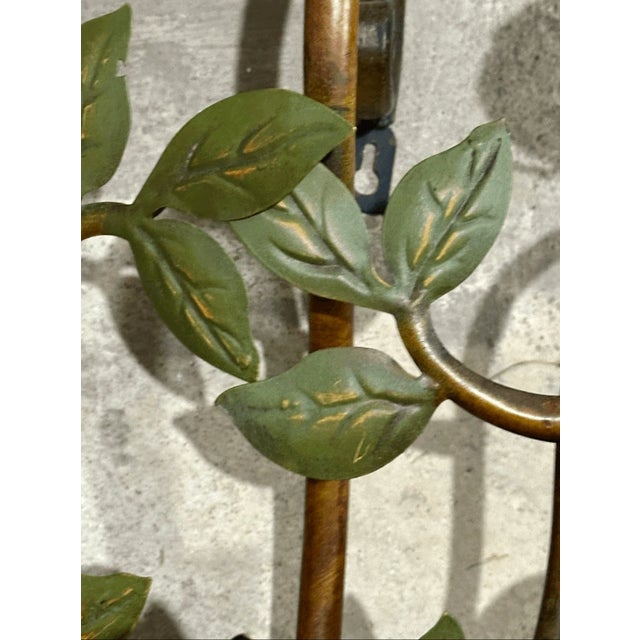 Italian Vintage Italian Style Pair Rose Design Metal Wall Candleholders For Sale - Image 3 of 8