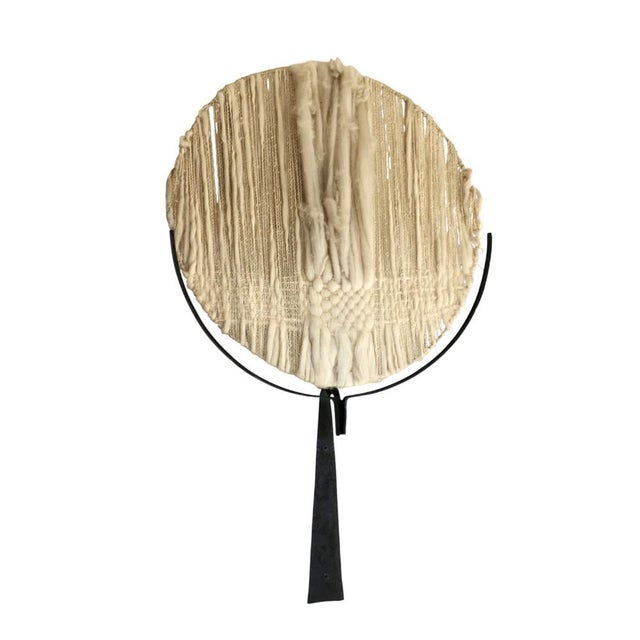 Large Wall Sconce with Raw Wool Shade, 1950s For Sale - Image 4 of 9