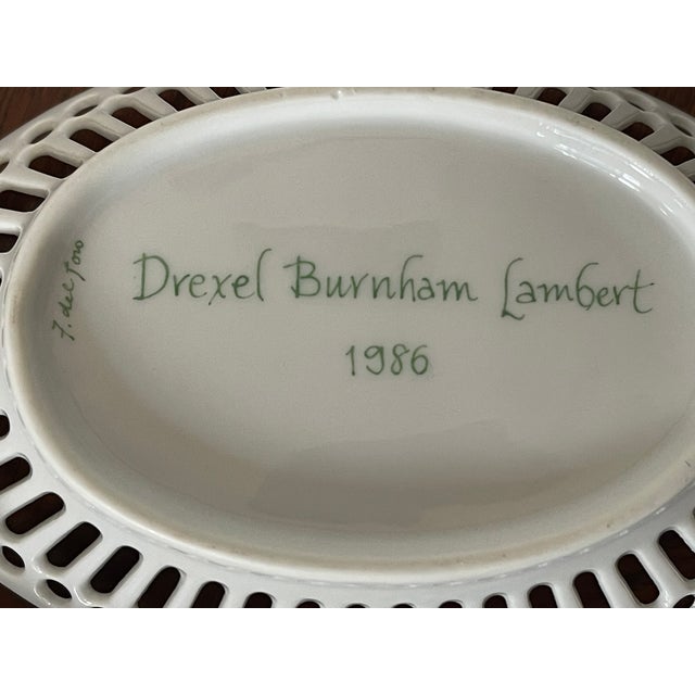 1980s Drexel Burnham Lambert Fine Porcelain Reticulated Boats With Birds - 3pcs For Sale - Image 4 of 4
