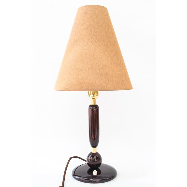 Large Art Deco Wood Table Lamp with Fabric Shade, Vienna, Austria, 1920s For Sale - Image 15 of 15