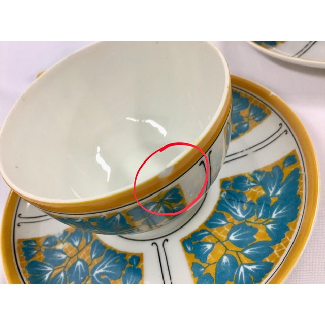 Late 20th Century E. Dumas Limoges France Teacups & Milk Pitcher - Service for 10 For Sale - Image 5 of 11