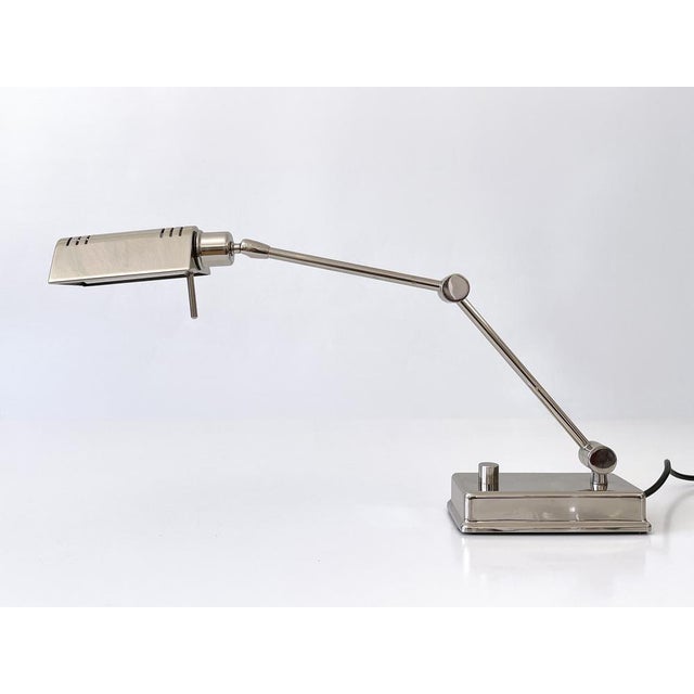 Metal Nickel-Plated Brass Adjustable Desk Light from Holtkötter, Germany, 1980s For Sale - Image 7 of 18