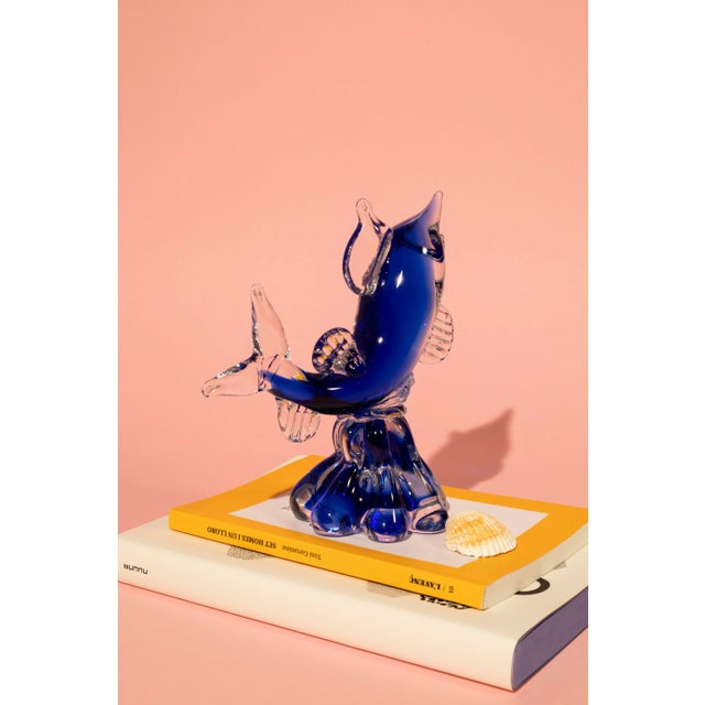 Vintage Portuguese Decorative Dolphin Figurine, Attributed to Cristais Bonora For Sale - Image 4 of 10