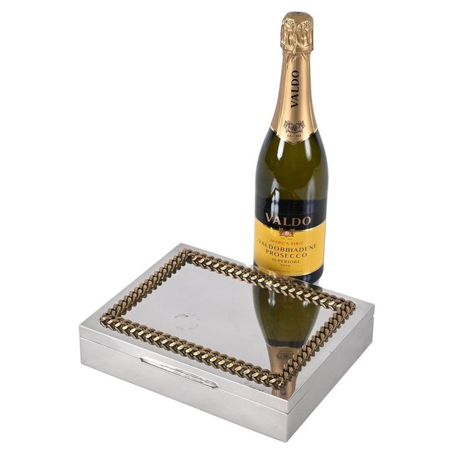 Italian Decorative Box in Chrome and Braided Brass, 1980s For Sale - Image 15 of 15