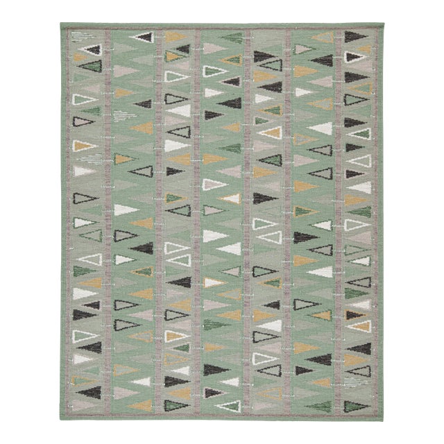 Swedish Geometric Rug by Celerie Kemble for Chairish in Sage, 13'x19' For Sale