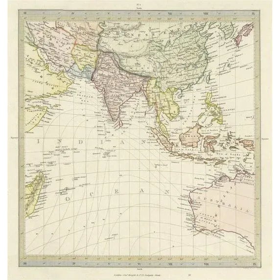 Antique Map of Southern Asia, East Indies and Indian Ocean, 1840s For Sale - Image 5 of 5