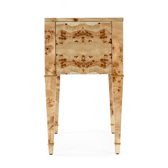 Tan Kai 24 in. W Rectangular Burl Wood 2 Drawer End Table, Light Burl For Sale - Image 8 of 11