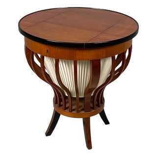 Italian 1860s-Style Wooden Coffee Table with Internal Fabric Storage, 1930s For Sale