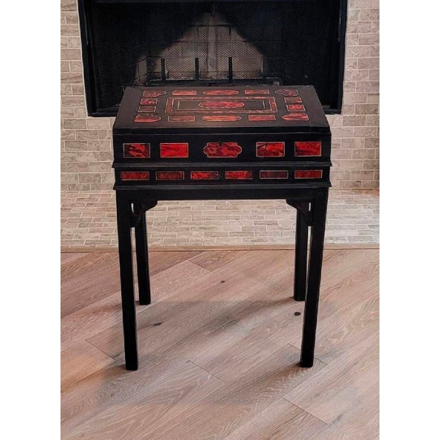 17th/18th Century Antwerp Ebonized Wood Faux Red Tortoiseshell Standing Box Silverware Chest For Sale In Dallas - Image 6 of 18