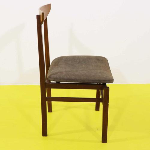 Wood Wooden Chair with Brown Upholstered Seat For Sale - Image 7 of 11