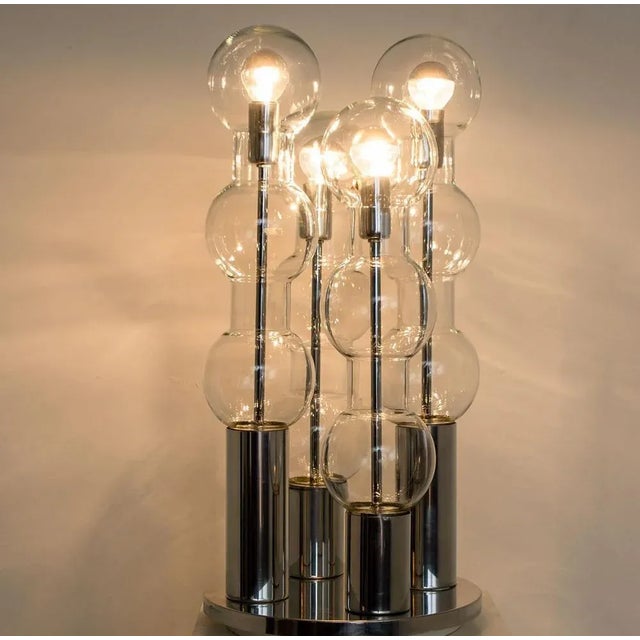 Large Table Lamp in Chrome and Hand Blown Bubble Glass from Doria, 1970 For Sale - Image 12 of 13