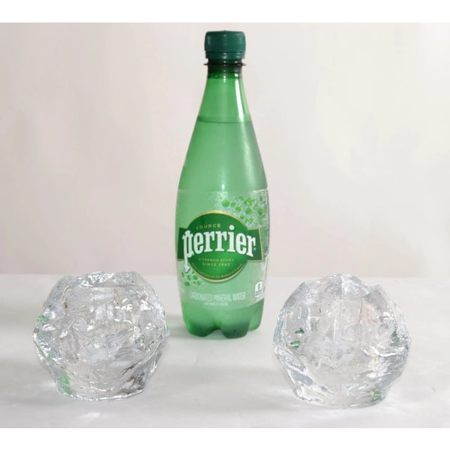 Glass 1970s Scandinavian Modern Glass Crystal Candle Holders Attributed to Ann Warff for Kosta Boda- Set of 2 For Sale - Image 7 of 11