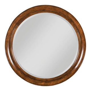 Round Mirror in Brown with Bordeaux Finish For Sale