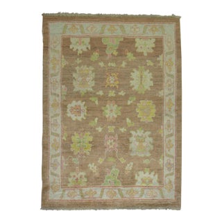 Vintage Feminine Turkish Oushak - 4'4" x 6'11" For Sale