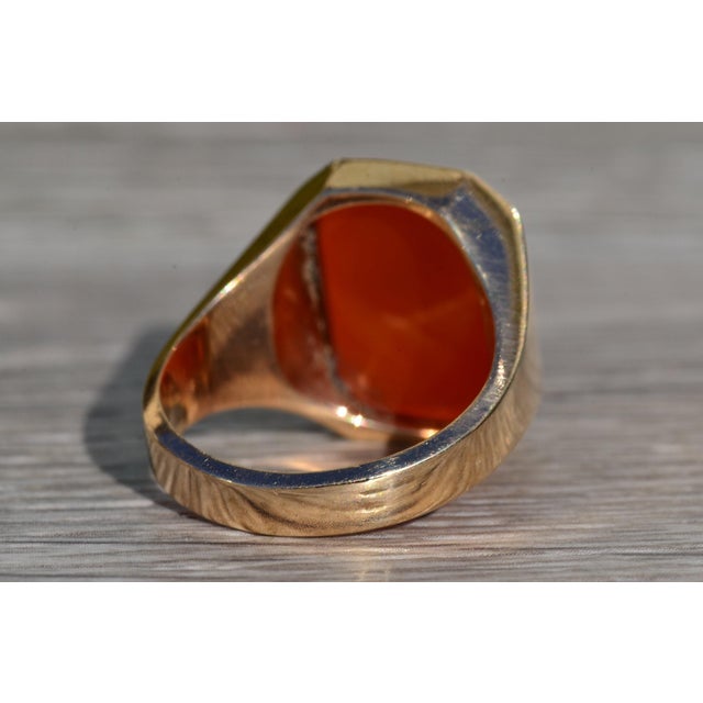 The Hanceville: Men's Rose Gold Carnelian Cocktail Ring For Sale In Philadelphia - Image 6 of 10
