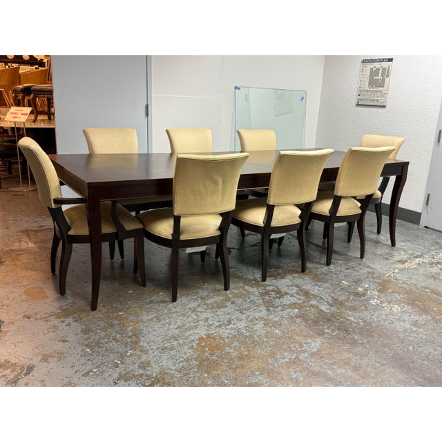 Transitional Ethan Allen Barrymore Dining Table + Drew Dining Chairs, Set of Nine For Sale - Image 3 of 12