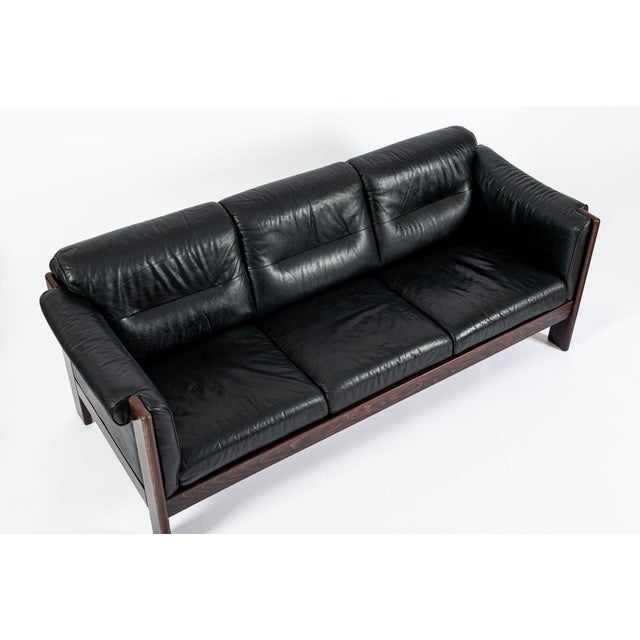 Black Mid Century Danish Black Leather Sofa in Style of Arne Norell For Sale - Image 8 of 14