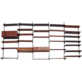 Modular Dark Wood Wall System by Kai Kristiansen for FM Møbler, 1960s For Sale