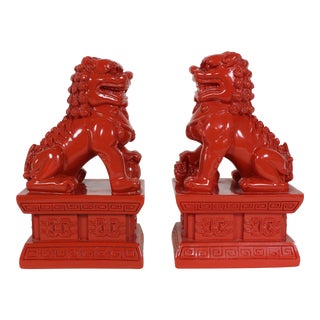 Pair of Chinese Dragon Bookend, Pair of Red Lacquered Bookend, Pair of Bookends For Sale