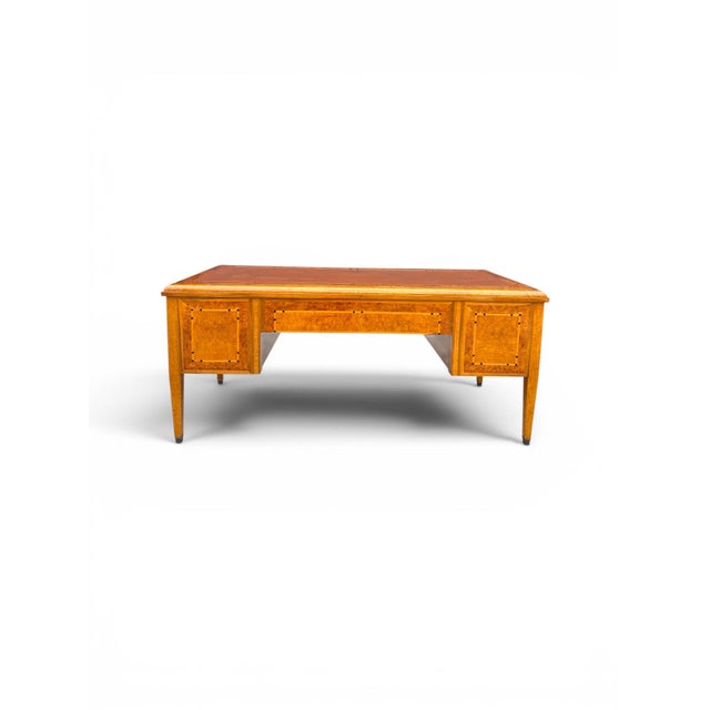 1920s French Art Deco Desk With Finely Inlaid Leather Top For Sale - Image 4 of 15