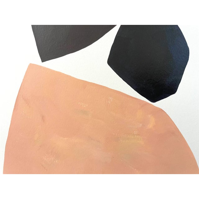 Abstract minimalist acrylic painting on French hand crafted cotton paper. Framed in gold frame. All works on paper are...