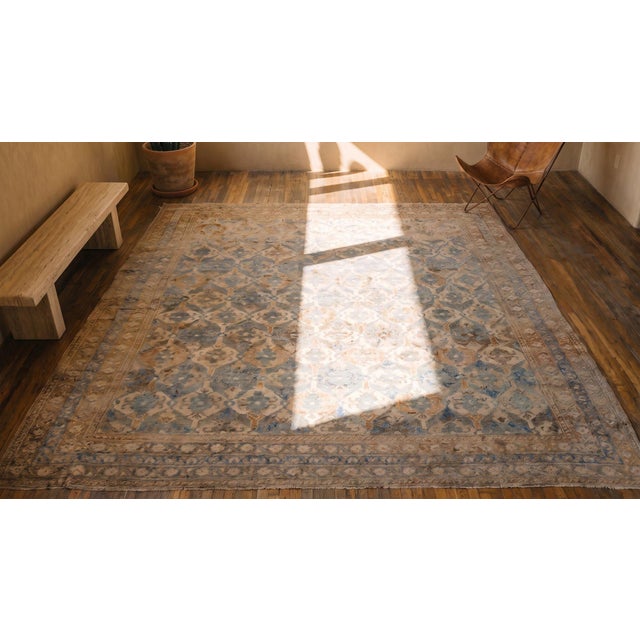 Textile Captivating Blue-White Diamond Pattern Antique Cotton Indian Agra Rug For Sale - Image 7 of 7