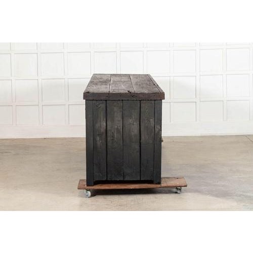 Black English Monumental Ebonised Pine Worktable, 1900s For Sale - Image 8 of 14