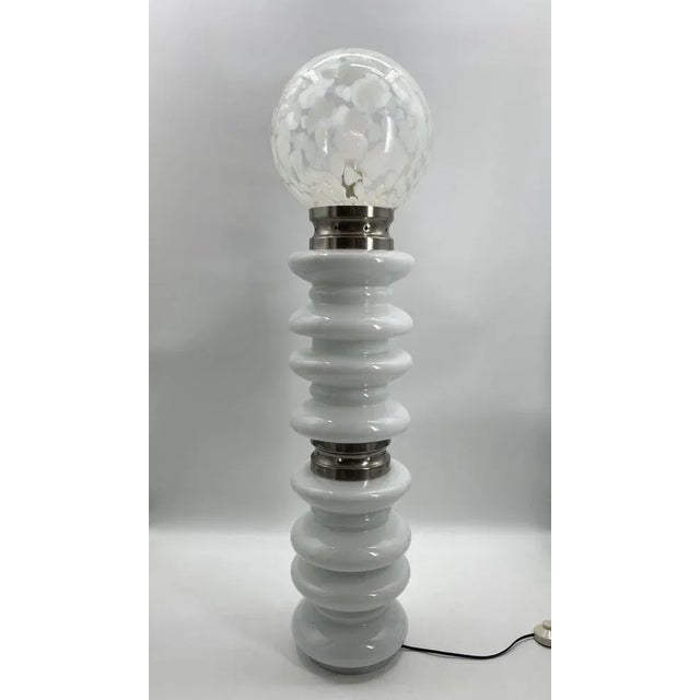 Floor Lamp in White Satined Glass by Carlo Nason for Mazzega, 1970s For Sale - Image 12 of 12