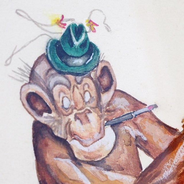 Monkey, 1962, Watercolor on Paper, Framed For Sale - Image 10 of 11
