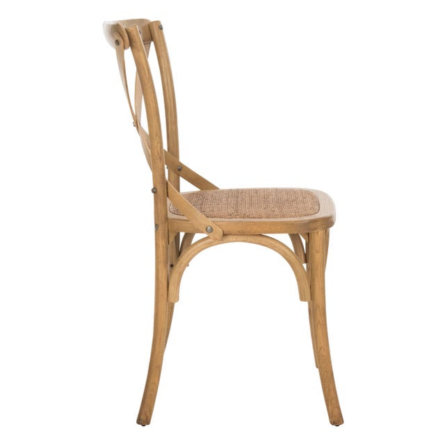 Modern 18''H X Back Farmhouse Chair in Weathered Oak & Medium Brown - a Pair For Sale - Image 3 of 10
