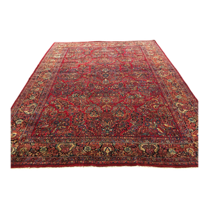 Antique Persian Sarouk Oriental Rug, in Room size, with Fine Floral Motifs