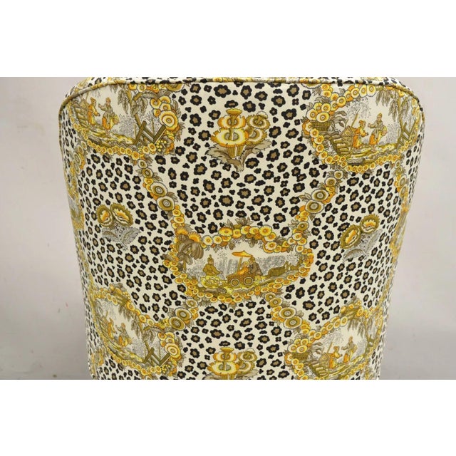 Vintage Napoleon III Tufted Slipper Lounge Chair With Leopard Chinoiserie Fabric For Sale - Image 10 of 12