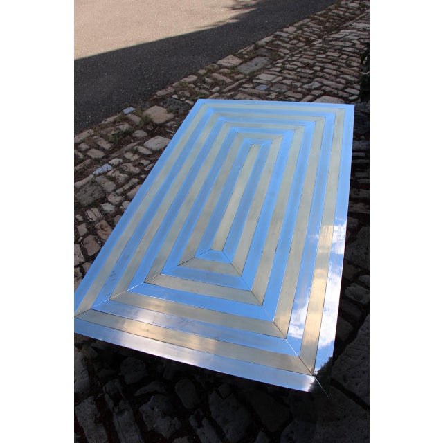 Large coffee table in brass and chromed steel, dated before May 1974. Superb quality of workmanship, attributable to...