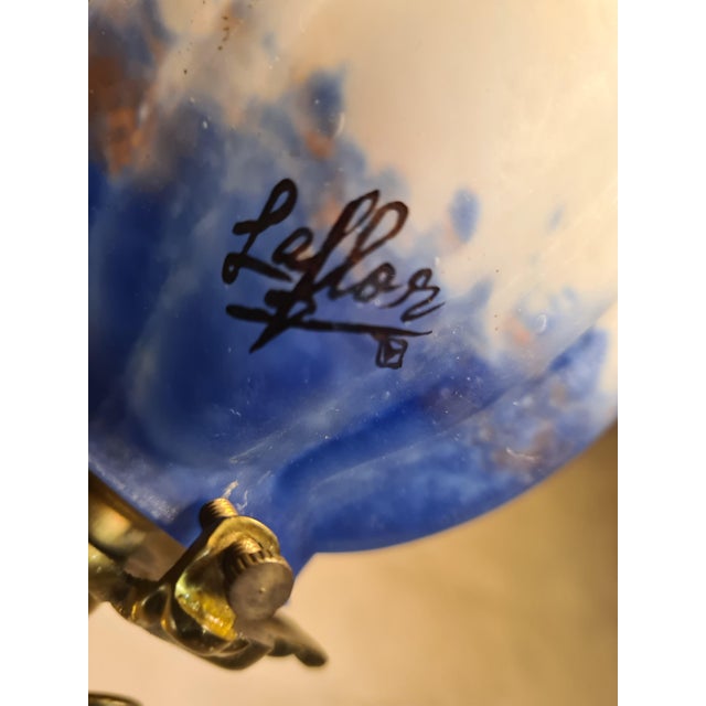 Art Nouveau Chiseled Bronze Lamp with Tulip Shade, 1930, in Very Good conditions. Designed 1890 to 1919 European Plug (up...