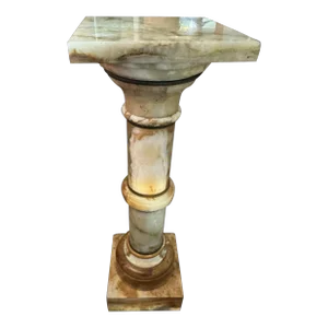Antique Victorian Marble & Onyx Statue or Sculpture Display Pedestal Stand 19th Century