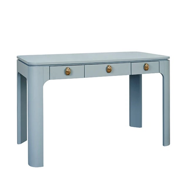 Brand new special order item. Not vintage. Elevate your workspace with the Theo Three Drawer Desk, a stunning blend of...