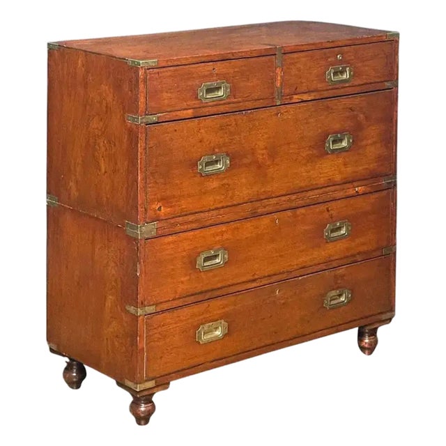 British Military Officer's Campaign Chest or Dresser of Brass-Bound Teak For Sale