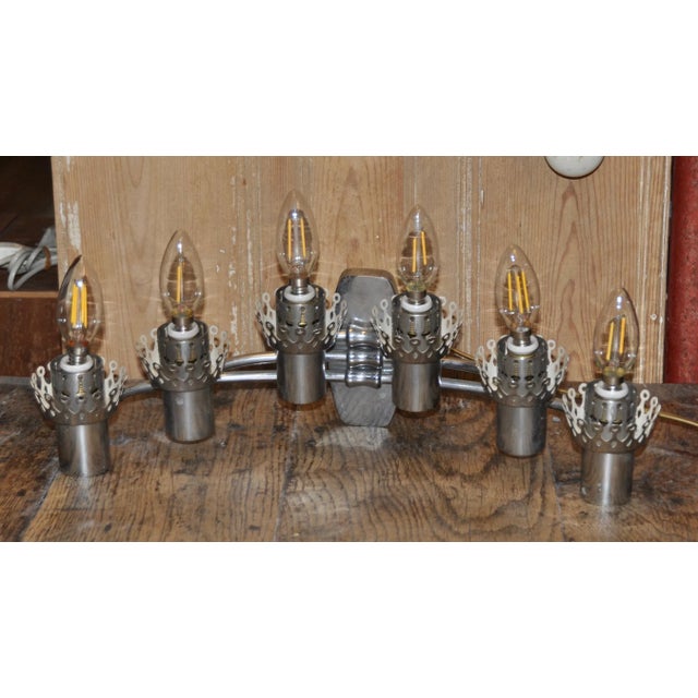 Mid-Century Modern Chrome 6-Light Wall Sconce, 1960s For Sale - Image 3 of 13