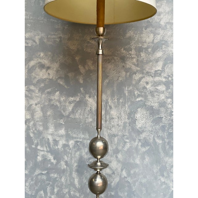 1950s French Mid Century Modern Silvered Floor Lamp For Sale - Image 5 of 8