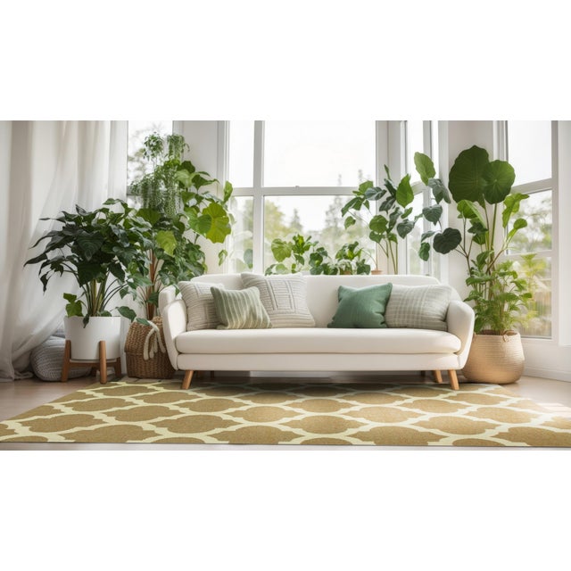 Iris Moroccan Brown Flatweave Wool Rug, Country of Origin: India. This contemporary flatweave offers a striking, large-...